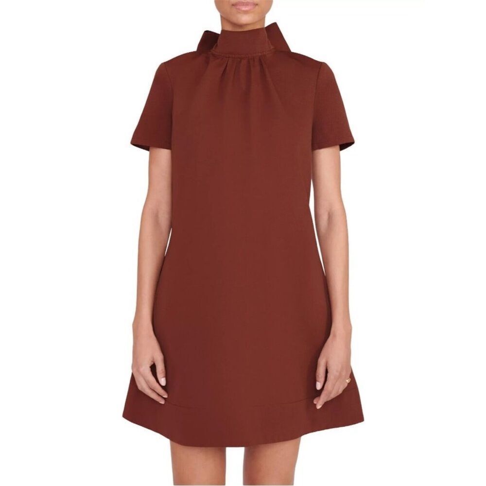 Staud Brown Ilana Mini Dress w/ Tie Back Bow, Size XS, M NWOT! $325
